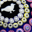 Baccarat Crystal 1979 LE Pigeon Blanc Gridel Murrine With Concentric Millefiori & 18 Silhouette Canes on Blue