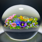 Ken Rosenfeld 2021 Glass Art Paperweight Flamework Flower Bouquet with Pink Clichy Style Roses