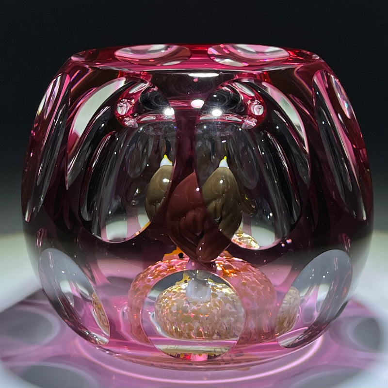 Ruby Paperweight LE Perthshire Paperweights P1987 Hollow Blown Faceted Ruby Red Overlay