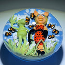 Clinton Smith 2021 Flamework Kermit The Frog & Miss Piggy with White Tulips and Monarch Butterflies