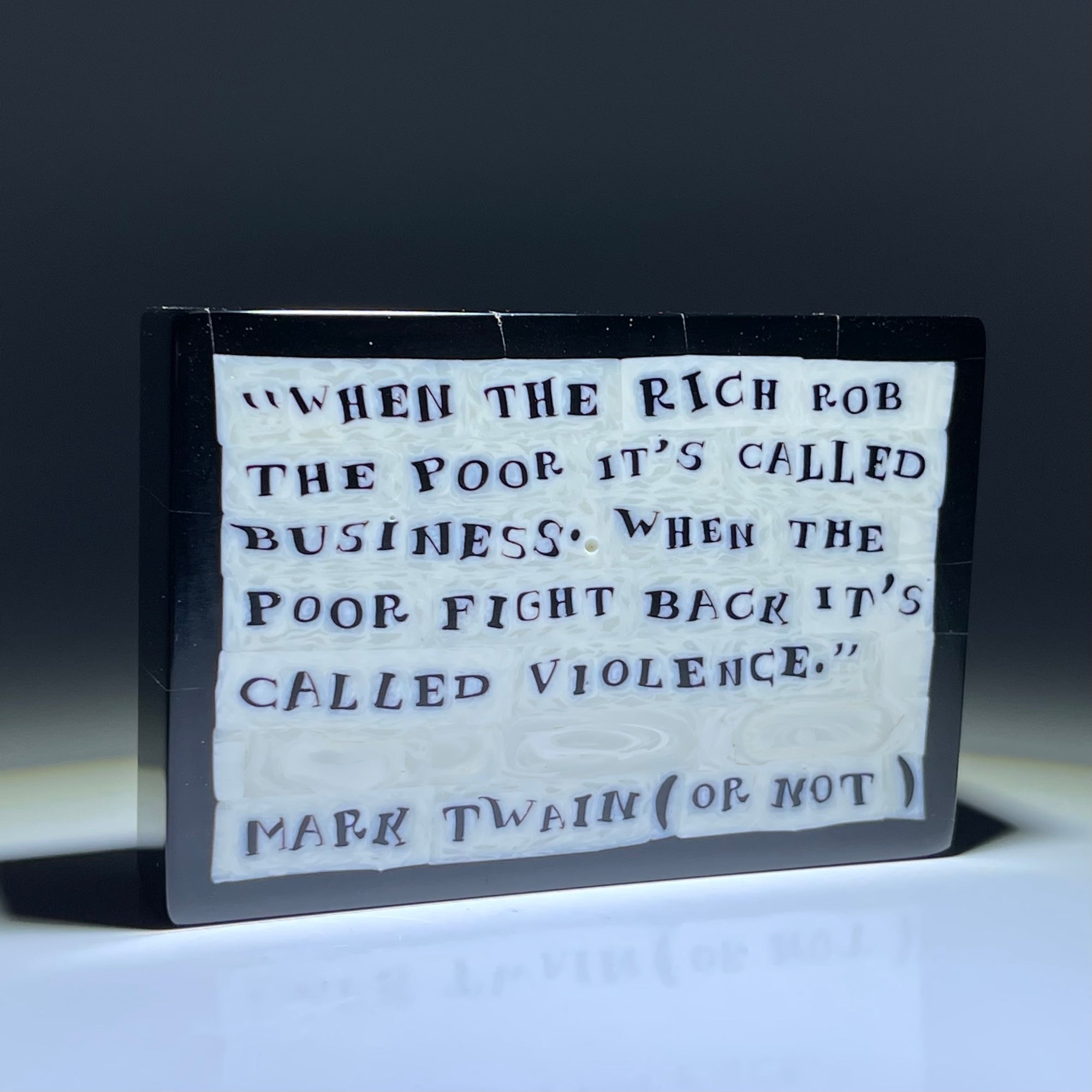 Mathieu Grodet 2020 Fused Murrine "Brick" with Mark Twain (Or Not) Quotation