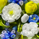 Cathy Richardson 2021 Flamework "Joy of Spring: Hyacinths & Yellow Tulips" on Opaque Ground 1 of 1