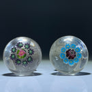 Cutest Pair of Antique Clichy Miniature Concentric Millefiori Drawer Pulls