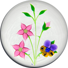 LE Caithness Whitefriars 1985 Flamework Pansy Bouquet on Opaque White Ground
