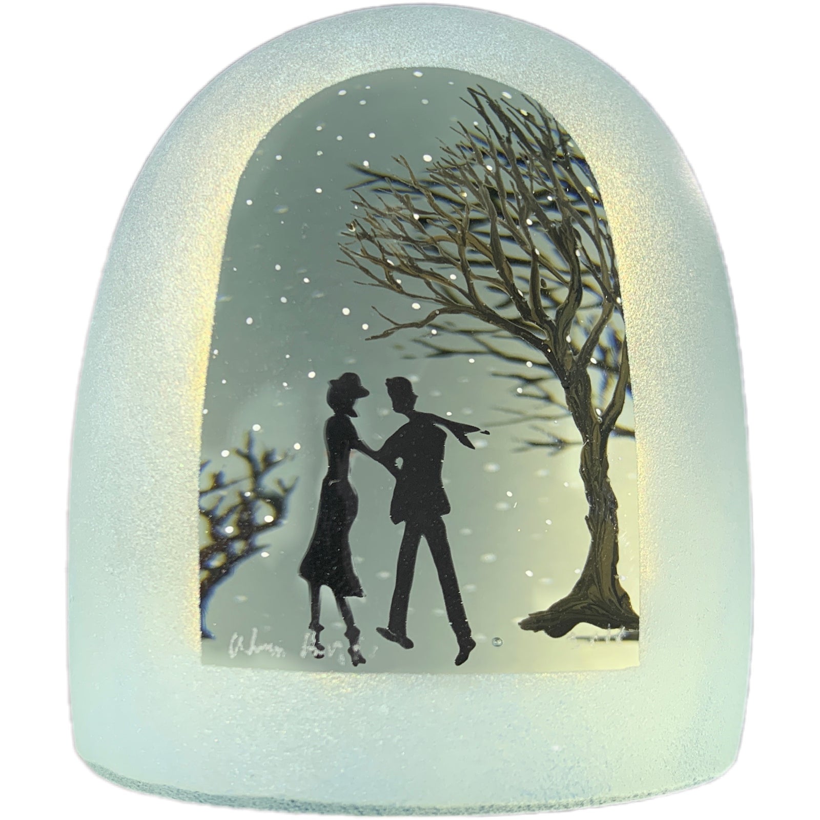 Alison Ruzsa 2019 Encapsulated Hand Painted Enamels Walking in a Winter Wonderland