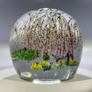 Contemporary Alison Ruzsa Art Glass Paperweight Encapsulated Hand Painted Weeping Willow