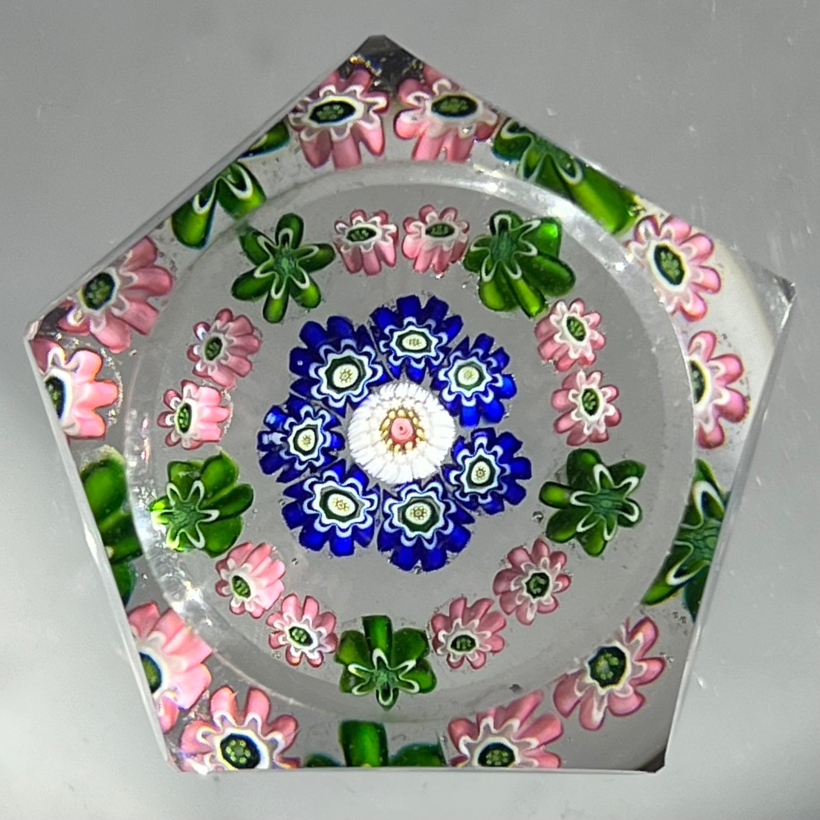 Miniature Faceted Antique Clichy Open Concentric Complex Millefiori