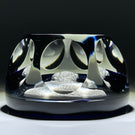 Vintage Faceted Cristal d’Albret Sulphide on Transparent Amber Dark Transparent Cobalt Blue