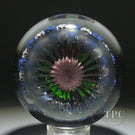 Antique Saint-Louis Glass Art Paperweight Lampwork Pink Pompon Blossom with Blue and White Millefiori Garland