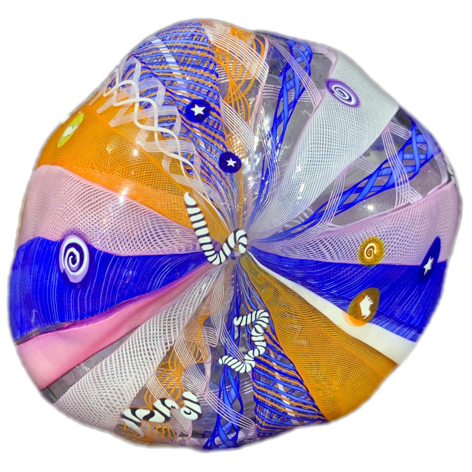 Ro Purser & Richard Marquis 1986 Noble Effort Art Glass Paperweight Murrine & Latticino