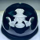 Cristal d’Albret 1969 Faceted Paul Revere Sulphide on Transparent Black Paperweight