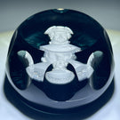 Cristal d’Albret 1969 Faceted Paul Revere Sulphide on Transparent Black Paperweight