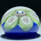 Miniature Vasart Complex Concentric Millefiori on Opaque Blue Glass Art Paperweight