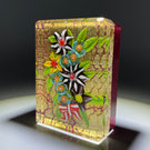 Mickael Hingant 2020 Flamework Tropical Flower Bouquet On Gold Leaf Plaque Cold-Work by Jim Poore
