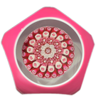 Baccarat 1973 Art Glass Paperweight Millefiori Mushroom & Faceted Pink over White Double Overlay
