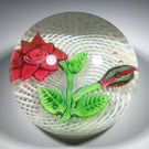 Rare Antique New England Glass Co. NEGC Lampwork Rose on Spiral Filigree Basket