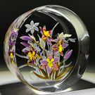 Cathy Richardson 2021 Engraved Queen of Sheba Orchids 1 of 1 Glass Art Paperweight
