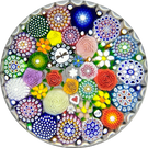 Michael Hunter 2021 Colorful Complex Closepack Millefiori with Rose, Daisy & Silhouette Canes in a White Stave Basket