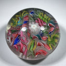 Antique Bohemian Art Glass Paperweight Latticinio Scramble with Complex Millefiori
