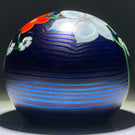 Orient & Flume 1982 Iridescent Torchwork Surface Decorated Flowers on Blue Field